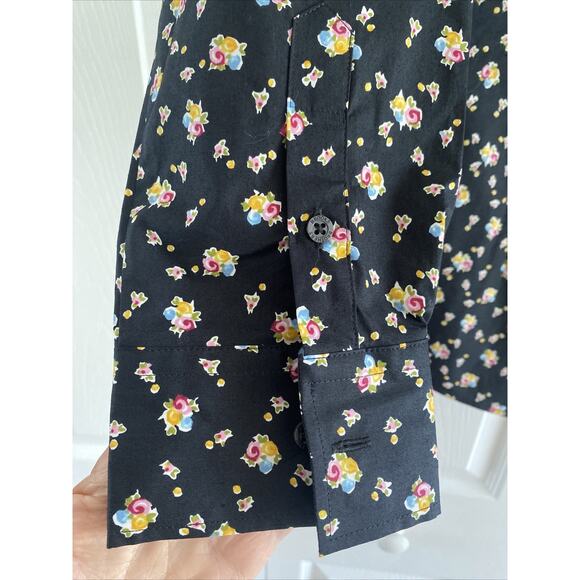 Brooks Brothers Red Fleece Womens Medium Black Button Down Floral Long Sleeve - Picture 3 of 4